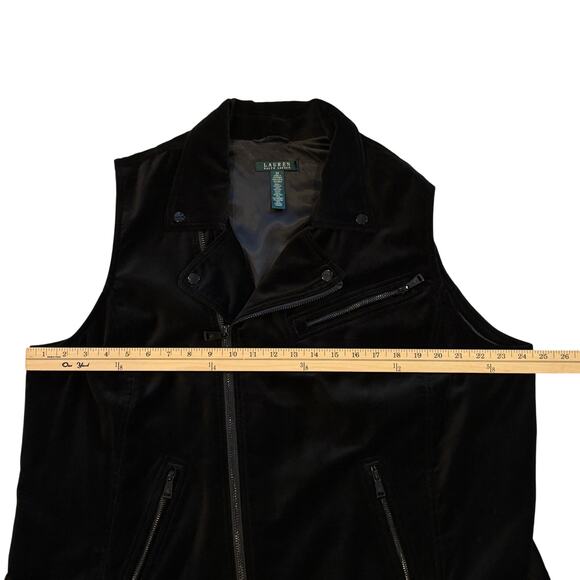 Vtg Lauren Ralph Lauren Vest Jacket Womens Size 2XL Black Velour Velvet Classy - Picture 9 of 9